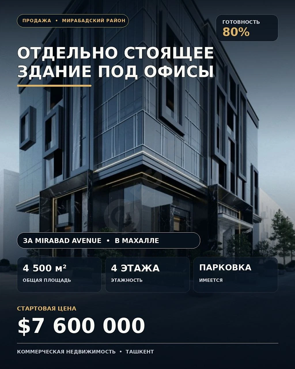 Alohida turgan ofis binosi, 4 500 m², 4 qavatli - Cover Photo