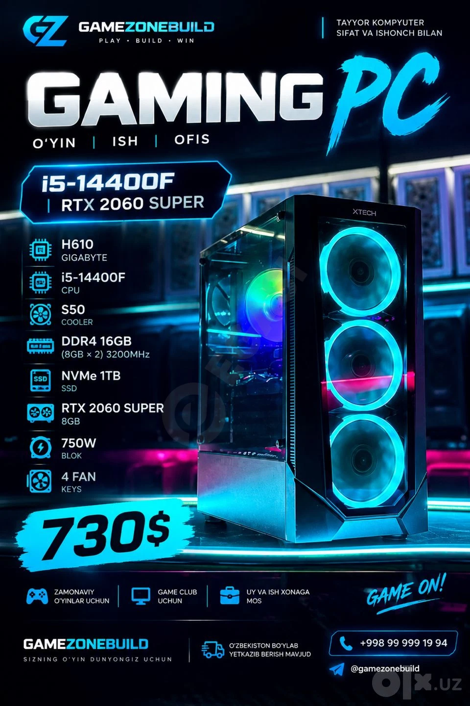 Kompyuter | Gaming PC | i5-14400F RTX 2060 Super 8GB 16GB nvme 1TB - Cover Photo