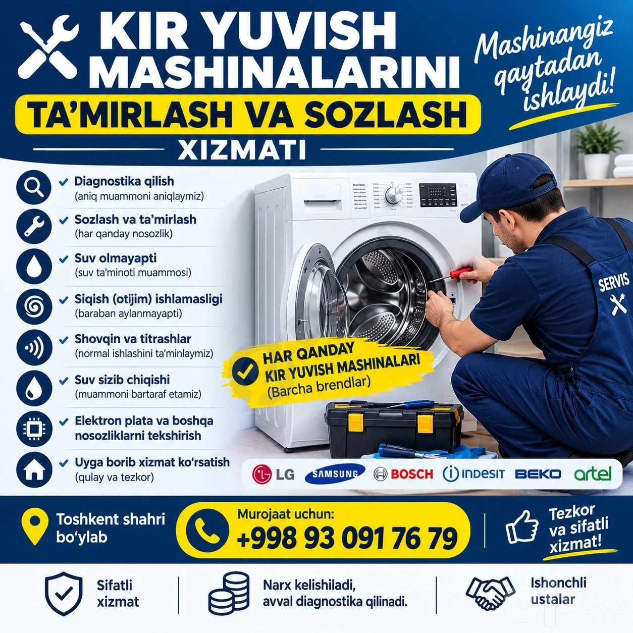 Kir yuvish mashinasi ustasi - Cover Photo