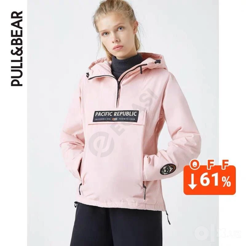 PULL&BEAR Толстовка Женская с капюшоном New PacificRepublic, розовая - Cover Photo
