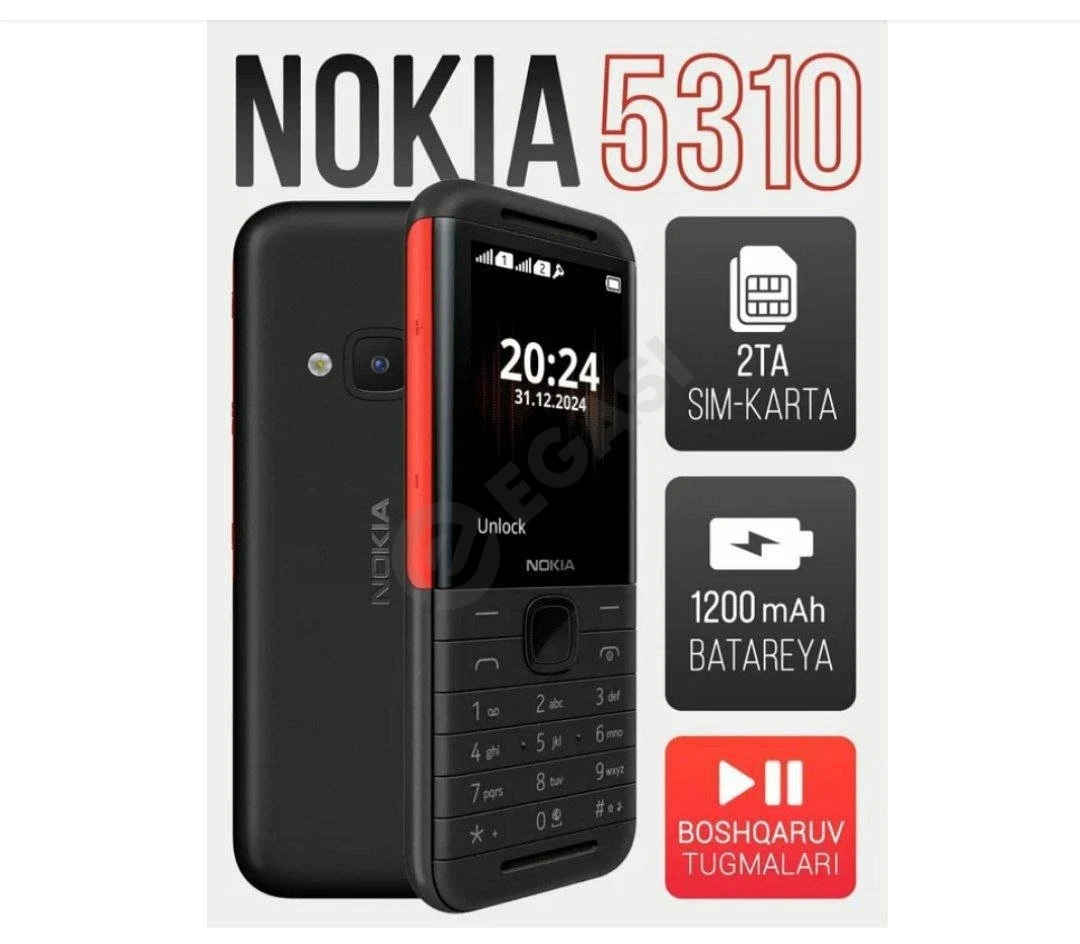 Nokia. 3310, 2660, 2720, 6300, 6310, 110, 105, 5310 220mingdan boshlanadi. Qora, Oq, Yashil boshqarang Vetnam garantiya karobkadokumet bor dastfka bor - Cover Photo