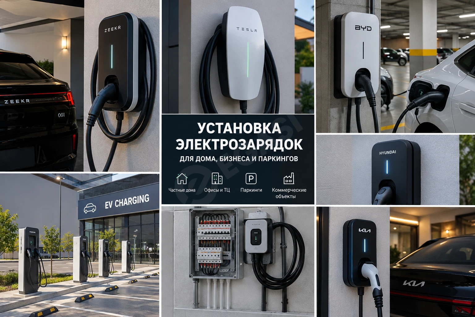 Утсановка электромобильных зарядок для автомобилей - Cover Photo