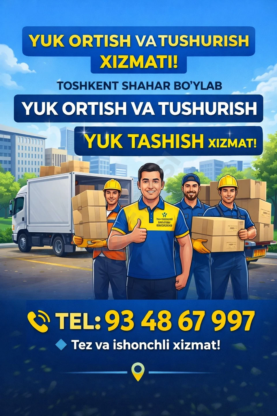 Toshkent shahar bo'ylab yuk tushurish va yuk ortish xizmati - Cover Photo