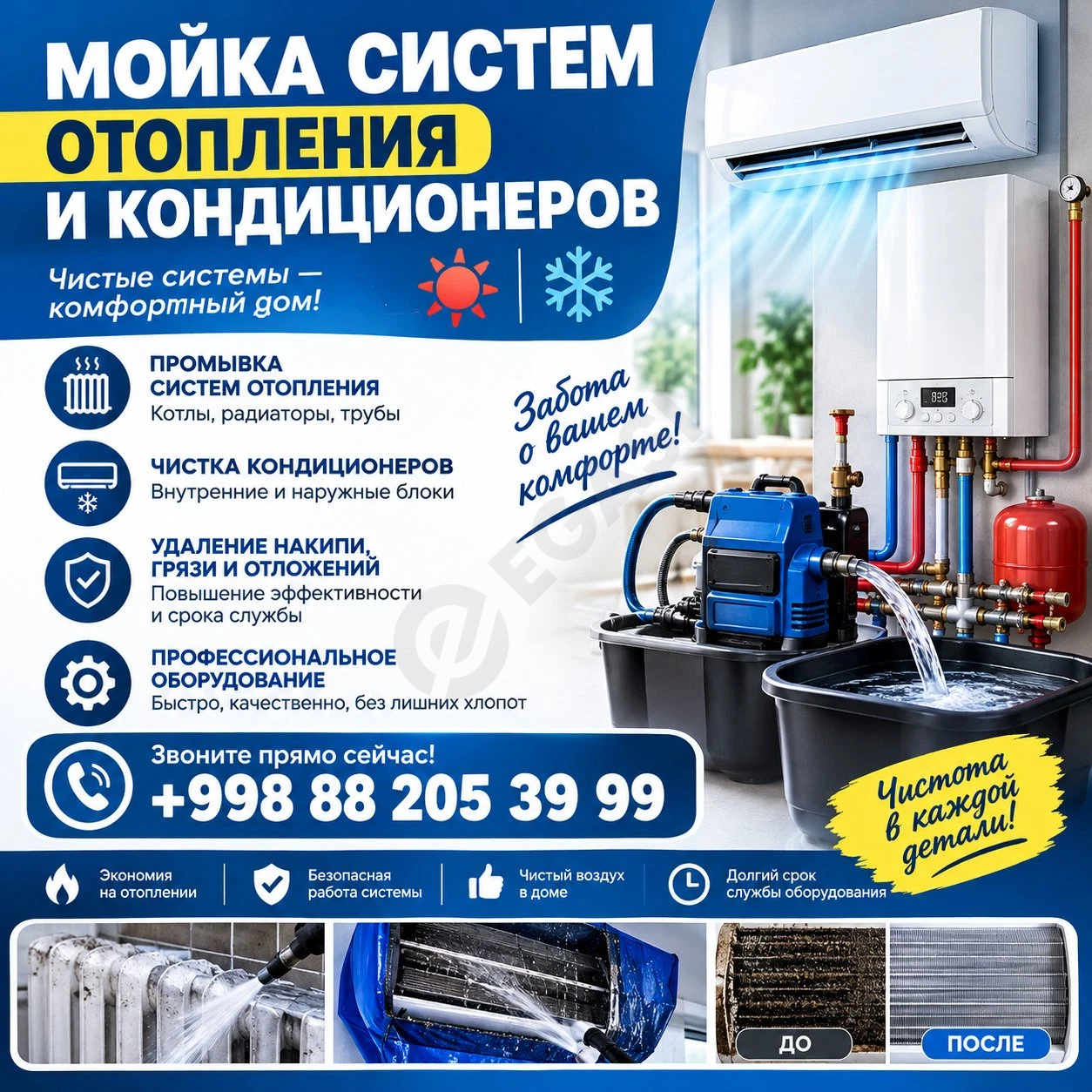 Мойка систем отопления и кондиционеров - Cover Photo